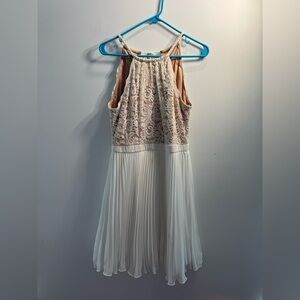 XSCAPE Blush Nude Lace Halter Dress Size 10